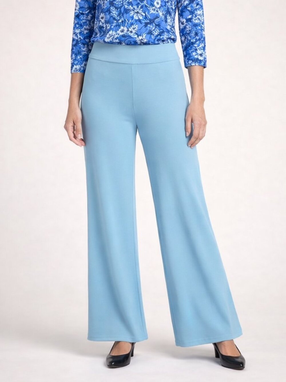 AZULES Flare Leg Powder Blue Minimalist Lightweight Office Career Casual Slacks